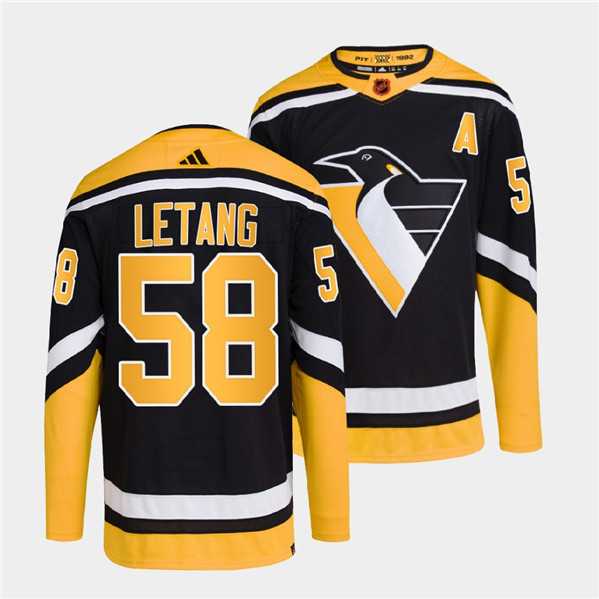 Men%27s Pittsburgh Penguins #58 Kris Letang Black 2022 Reverse Retro Stitched Jersey Dzhi->pittsburgh penguins->NHL Jersey